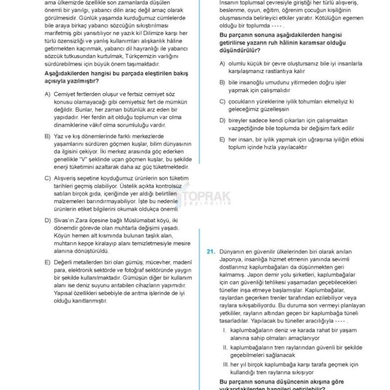 TOPRAK TYT Türkçe Deneme Kitabı (GÜNCEL)