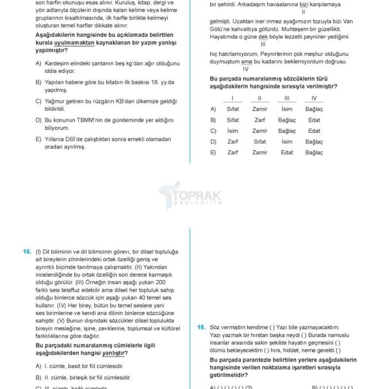 TOPRAK TYT Türkçe Deneme Kitabı (GÜNCEL)