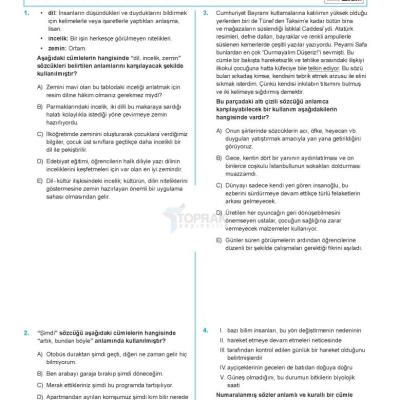 TOPRAK TYT Türkçe Deneme Kitabı (GÜNCEL)