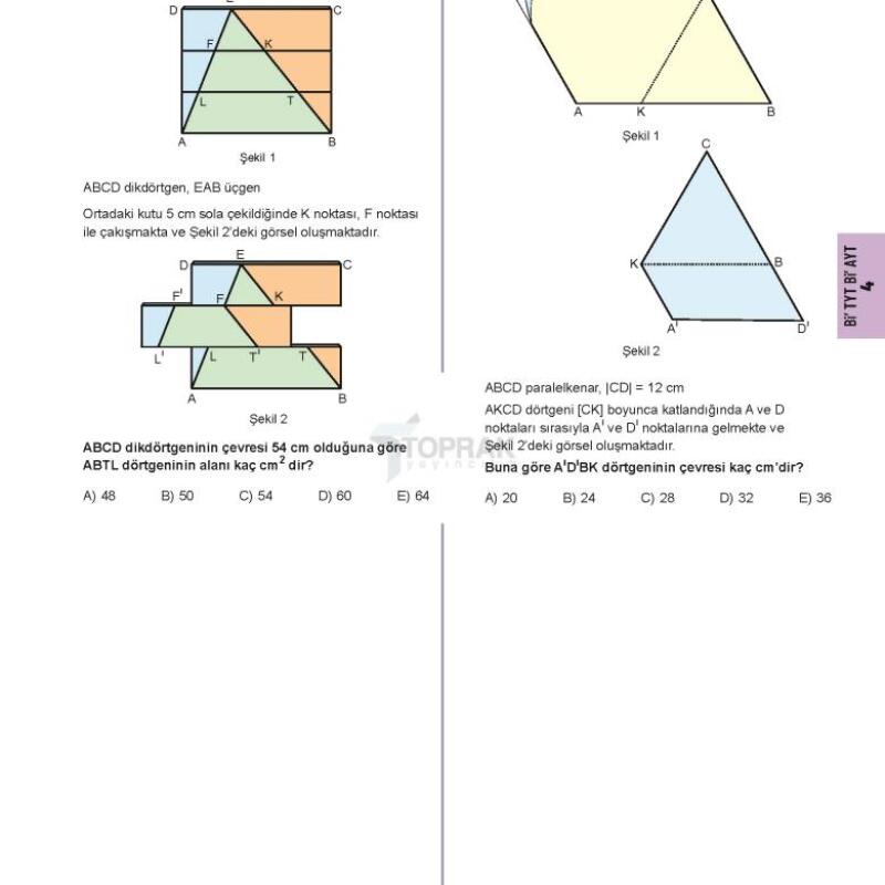 TOPRAK TYT-AYT Geometri Deneme Kitabı (GÜNCEL)