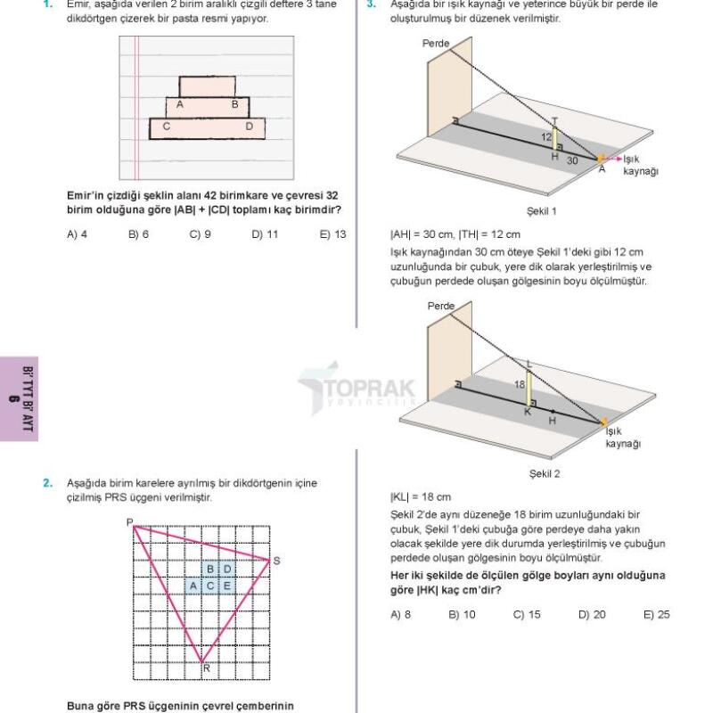 TOPRAK TYT-AYT Geometri Deneme Kitabı (GÜNCEL)